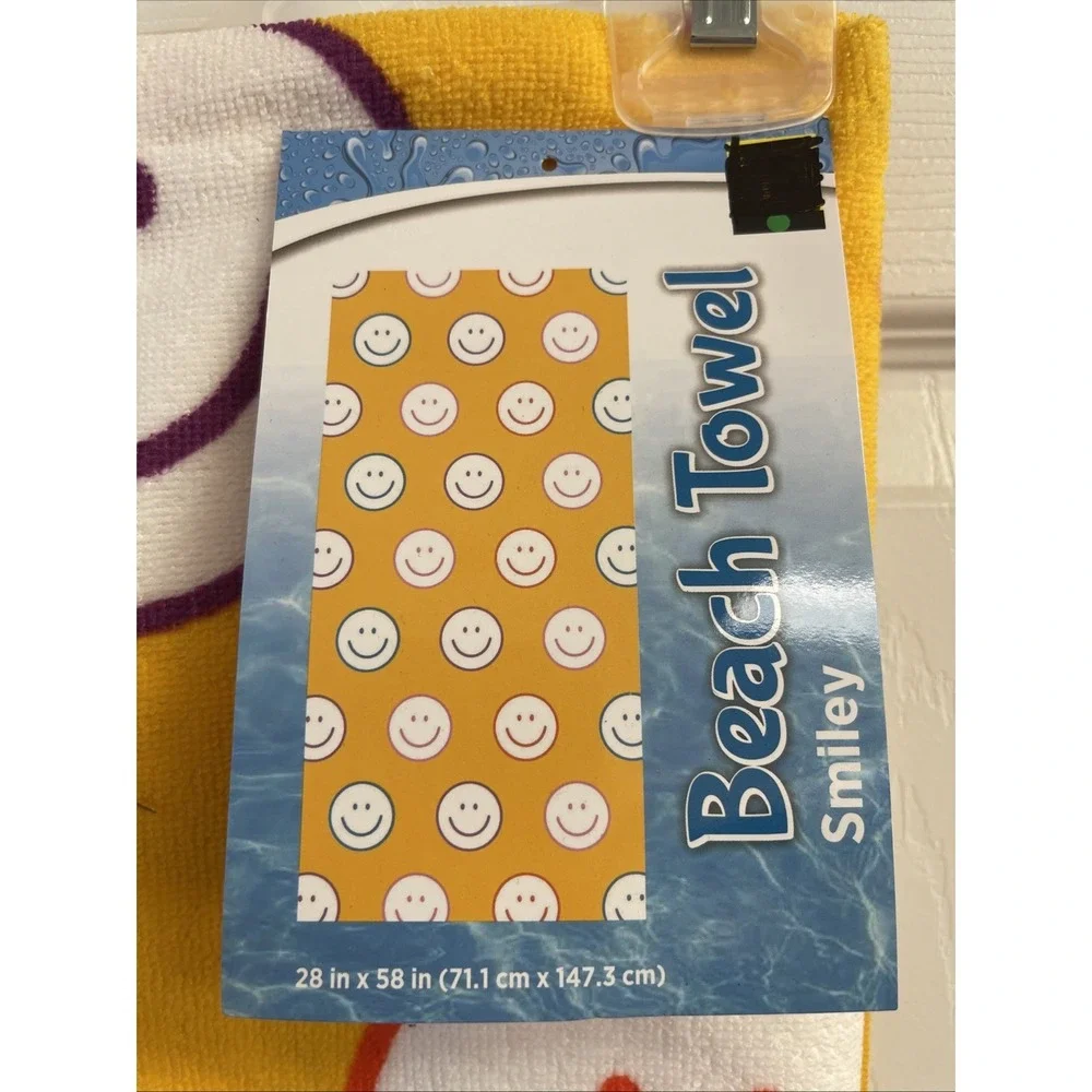 Smiley Face Beach Towel  28 X 58 Inches NEW Summer Sand
